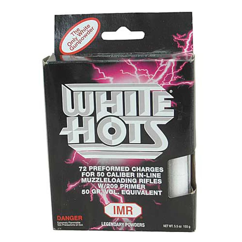 IMR White Hots Black Powder Substitute 50 Caliber No 209 Primer Pre-Formed Charges Pack of 72