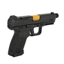 Canik TP9 Elite Combat Pistol 9mm Luger 498 Gold Threaded Barrel 18-Round Polymer Black