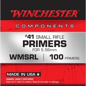 Winchester Small Rifle 5.56mm NATO-Spec Military Primers #41 Box of 1000 (10 Trays of 100)