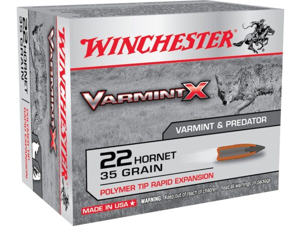 Winchester Varmint X Ammunition 22 Hornet 35 Grain Polymer Tip Box of 20