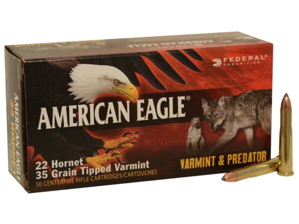 Federal American Eagle Varmint and Predator Ammunition 22 Hornet 35 Grain Tipped Varmint Box of 50